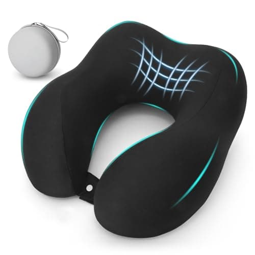 Petgulu Travel Pillow Memory Foam - Lightweight & Quick Pack Neck Pillow for Airplane Car, Neck Pillowt for Travel, Camping, Office & Home - with Storage Box