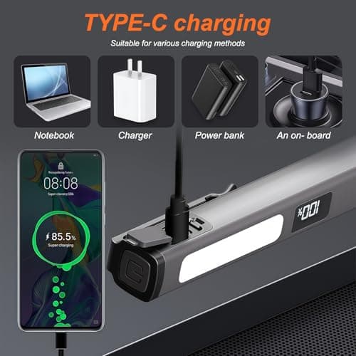 flintronic 1PC Mini Torch, USB Rechargeable Flashlight, Pocket Pen Torch Light Torches, with Pocket Clip & Digital Display, Waterproof, for Inspection, Workshop, Repair, Hiking, Grey — view 5