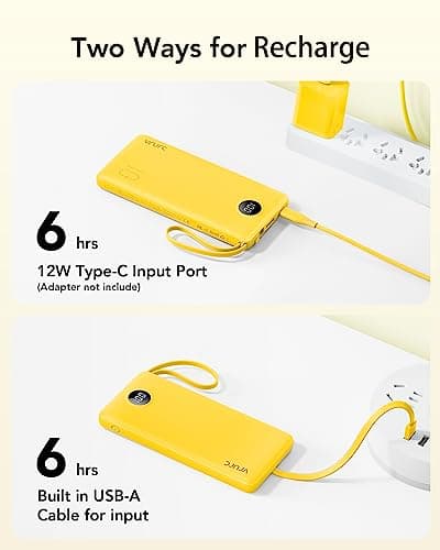 VRURC 10000mAh Power Bank With Built-in 4 Cables, Slim Portable Charger — view 4