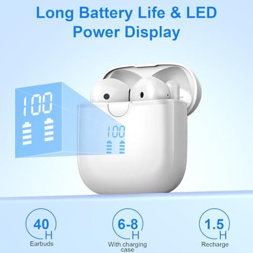 Wireless Earbuds, Bluetooth 5.4 Ear buds with 4 ENC Noise Cancelling Microphone, Bluetooth Headphone with HiFi Stereo Deep Bass, Bluetooth Earphones In ear 45H Playtime LED Display, IP7 Waterproof — view 6
