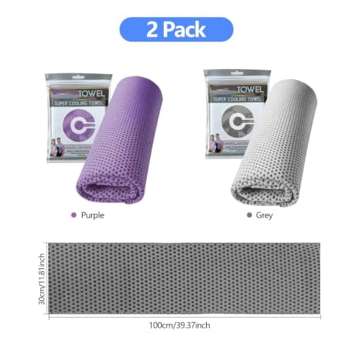 EeGo Cooling Towel, 2 Pack Microfiber Chilly Cooling Towel for Neck and Face, 39.37 x 11.81 Inch — view 3