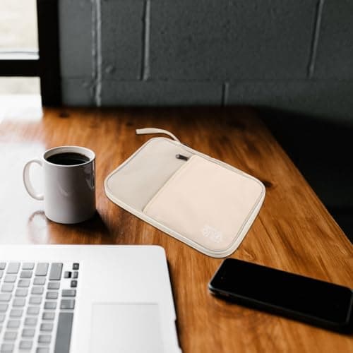 HOMSFOU Travel Cable Organizer Bag for Men Women Teens Electronics Storage Case with Multiple Compartments for Chargers Cords USB Cables Power Adapters Hard Drives Memory Cards Beige — view 4