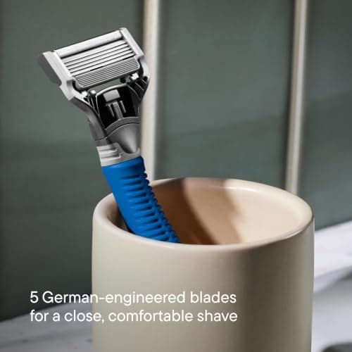 Harry’s Original Razors for Men, 5-Blade Razor Set – 1 Blue Handle, 5 Razor Blade Refills, 60ml Shave Gel, Travel Blade Cover — view 3