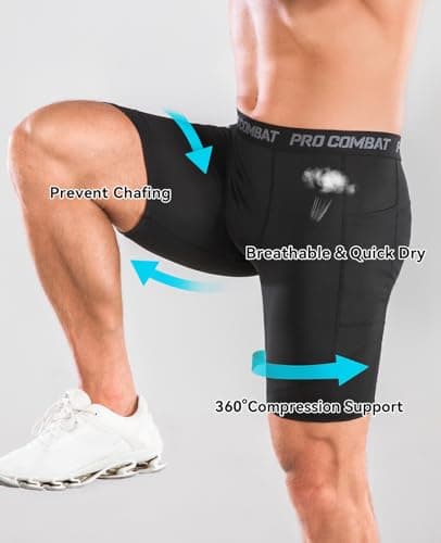 Niksa Compression Shorts Men Gym Running Sports Anti Chafing Underwear Base Layer Shorts Sports Undershorts Quick-Drying Fabric Men’s Workout Shorts, Black, S — view 3