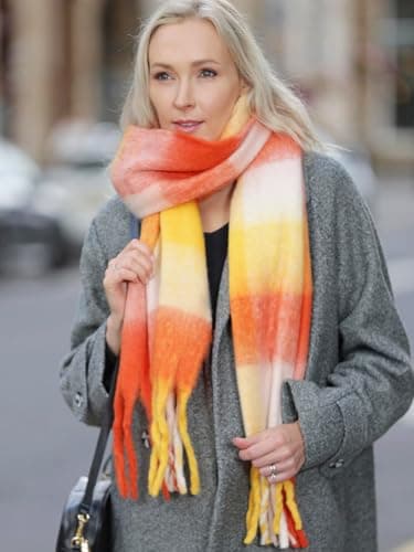 Style Slice Oversized Tartan Blanket Scarf for Women, Pink-01 — view 2