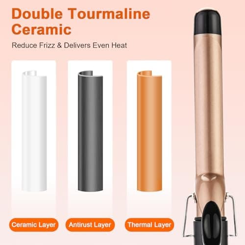 Curling Tongs 25mm for Medium and Long Hair Professional Tourmaline Ceramic Barrel Curler Iron with Clamp Dual Voltage Adjustable Temperature Long-Lasting Results Black — view 5