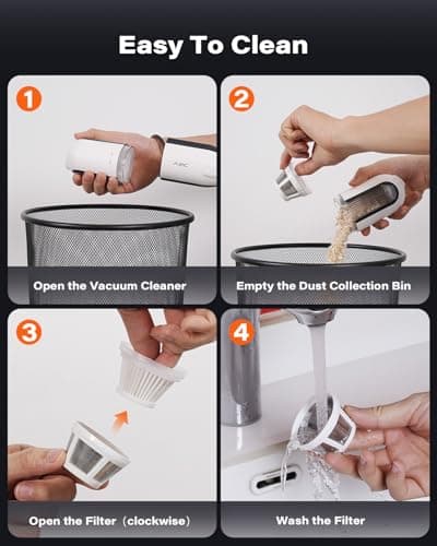 A2C Handheld Vacuum Cleaner Cordless, 19000Pa Powerful Suction Car Hoover with 7500mAh Battery, 30 Mins Long Runtime, Lightweight Portable Vacuum for Car Interior, Pet Hair, Sofa, Office & Home Clean — view 6