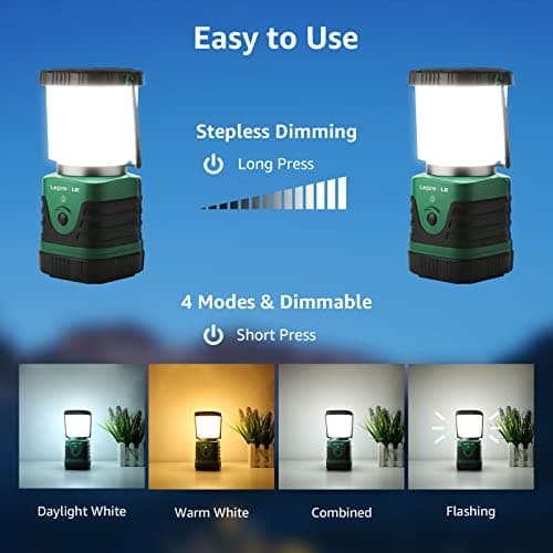 LE Camping Light Rechargeable, 1000lm Camping Lantern, Warm & Cool Light — view 2