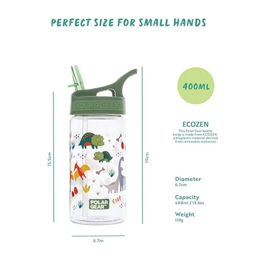Polar Gear Kids Water Bottles with Straw - 400ml BPA Free Toddler Water Bottle With Straw - 100% Leakproof Kids Drink Bottle with Carry Handle - School Water Bottle - Dinosaur - 36+ months — view 4