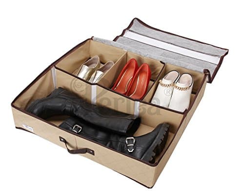 Periea ‘Sami’ Shoe Organiser - Foldable Shoe Storage Bag/Box for Tidying & Organising Shoes, Trainers, Heels & Boots – Anti-odour & Anti-mould Fabric (Beige) — view 2