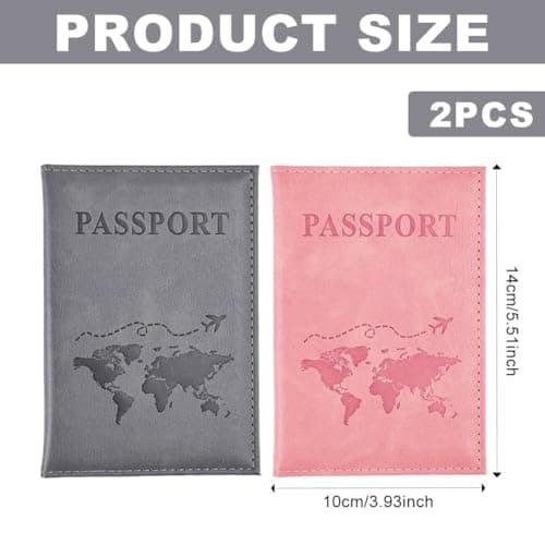 Copbopwn 2 Pcs Passport Holder Travel Wallet PU Leather Passport Cover Passport Case Pink Travel Accessories for Women Travel Accessories for Passport Ticket Boarding Pass Business Card Credit Card — view 2