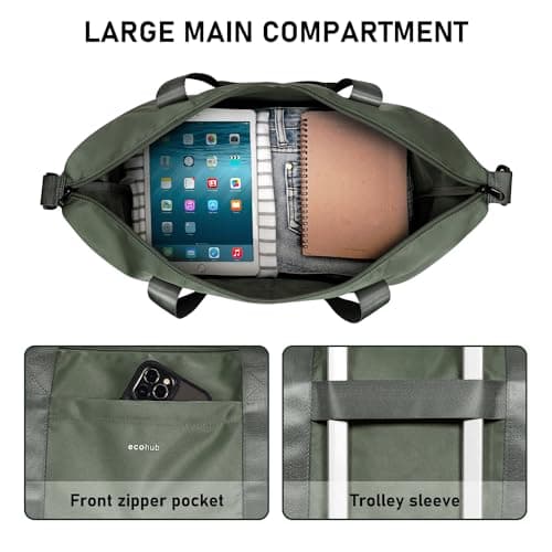 ECOHUB Easyjet 30L Cabin Bag 45x36x20 Underseat Travel Flight Bag Foldable Carry On with Removable Wet Pocket Waterproof Overnight for Women (Green) — view 3