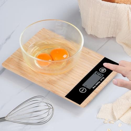 SHABBIR TRADERS LTD Wooden Bamboo Digital Kitchen Scale 5kg | Electronic Food Weighing Scale with LCD Display & Battery Powered Design for Cooking & Baking — view 2