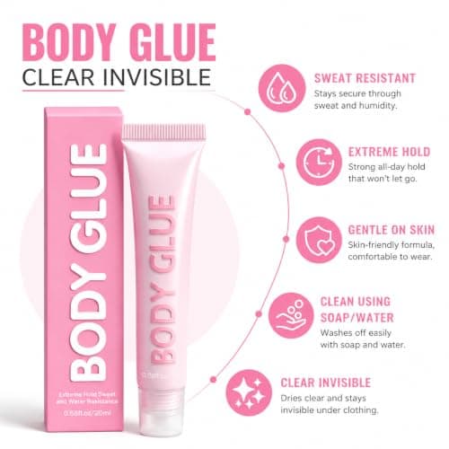 Body Glue for Clothes & Skin, Clear Non-Slip Adhesive for Stockings, 20 ml — view 3