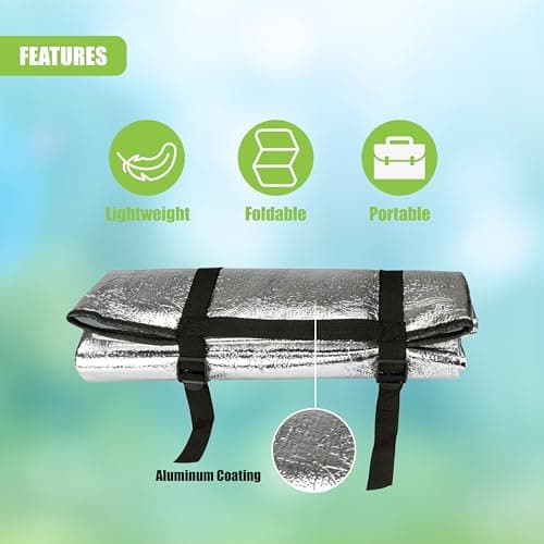 GEEZY Foil Camping Mat with Foam – Lightweight, Foldable & Portable Thermal Sleeping Pad with Buckles – Aluminium Camping Roll Mat for Trekking, Hiking, Picnics & Beach Trips — view 2