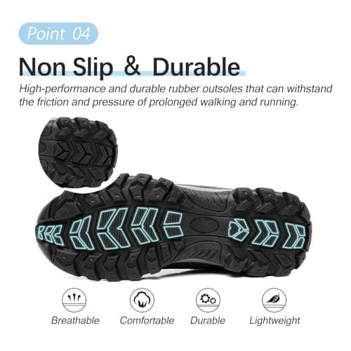 TRAILBLITZ Walking Shoes Mens Lightweight Non Slip Comfortable Hiking Boots Climbing Trekking Outdoor Camping Trainers Mesh Lining Casual Men's Lace-Ups (7 Man,Black) — view 5