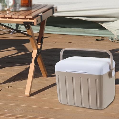 QSTDGVPW 6L Portable Cooler with Handle, Airtight Ice Pack Container, Ideal for Picnic, Travel, Beach, Food Delivery, Khaki — view 5