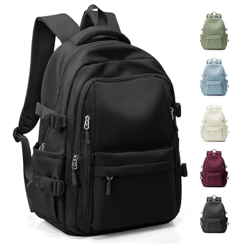 HYC00 School Bag for Teenager Girls Boys Secondary High Middle School Backpack Womens Casual Daypack Bookbag Water-Resistant 14 Inch Laptop Rucksack Backpack for Travel College Work Bags, Black
