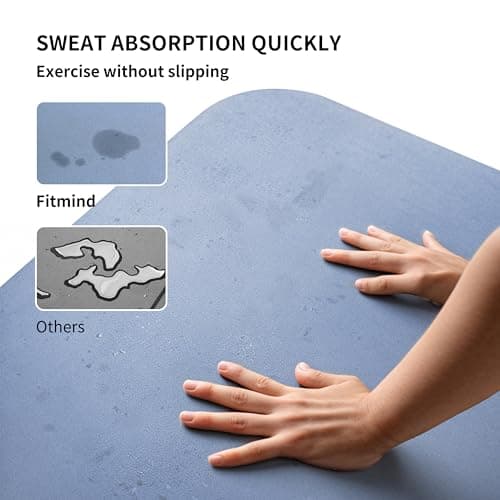 FITMIND Professional PU Rubber Yoga Mat, Double-Sided Non Slip Sweat Resistant Exercise Mat for Men Women, Comfortable Extra Long & Wide for Yoga, Pilates, Fitness, Home Gym, 1830×680×4.5mm Thick — view 3