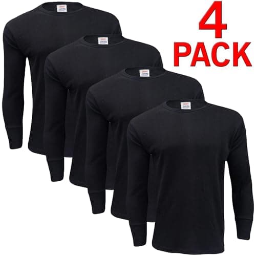Gaffer 4 Pack Mens Thermal Top Set Long Sleeve T-Shirts Warm Baselayer Inner Underwear Vest Winter Ski Wear for Outdoor Work, Travel, and Cold Weather Black 4 Pack Long Sleeve Top M — view 2