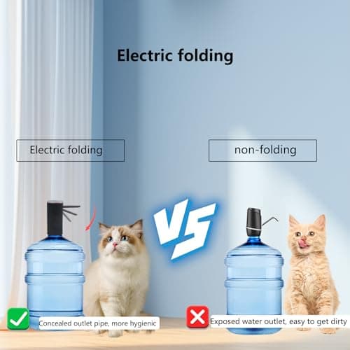 HUAPPNIO Electric Water Bottle Pump Rechargeable Water Dispenser Autofolding Spout Smart Portable USB Charging for Kitchen Office Home Camping Bedroom Campervan Black — view 5
