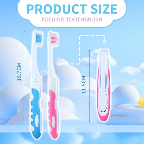SDKZBFC 2 Pack Foldable Travel Toothbrushes, Reusable with Soft Bristles — view 2