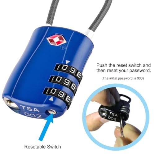 Diyife TSA Approved Luggage Locks with Flexible Steel Cable, Easy to Set up — view 3