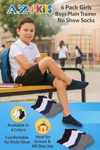 A2Z 4 Kids 6 Pack Girls Boys Plain Trainer - Socks AZ750 Grey 6 Pack 2-3 — view 3