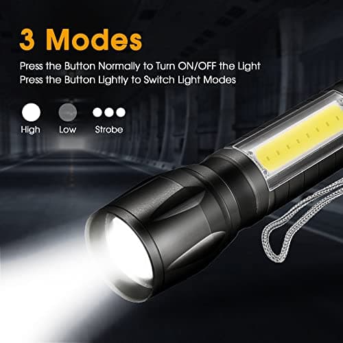 LED Torch Rechargeable, 3 Modes Flashlight, Adjustable Focus, 2Pack — view 3