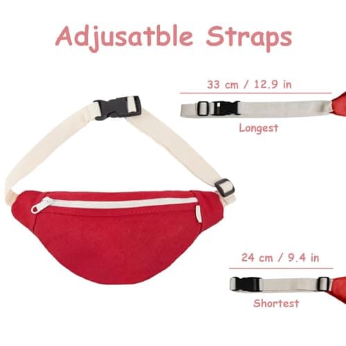 Kids Bumbag, Canvas Fanny Pack for Kids Crossbody Waist Bag for Unisex Toddler Boys Girls (Red) — view 2