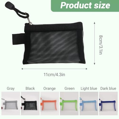 Small Pouch, Portable Travel Nylon Mesh Pouch with Zipper, 6 Pcs — view 2