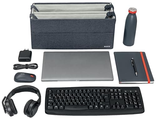 Leitz Fabric Hot Desking Work Bag & Storage Bag, Foldable Laptop Bag & Desk Tidy Organiser for Stationery & Laptop Accessories, w. Carry Handles, Velvet Grey, 64440089 — view 4