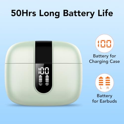IKT Ear Buds Wireless Earbuds, 50Hrs Playtime Bluetooth Earphones, Bluetooth Headphones 5.3, Bass Boost 85%, In Ear with 4 ENC Call Noise Cancelling Mics, Earbuds IPX7 Waterproof, USB-C(Green) — view 3