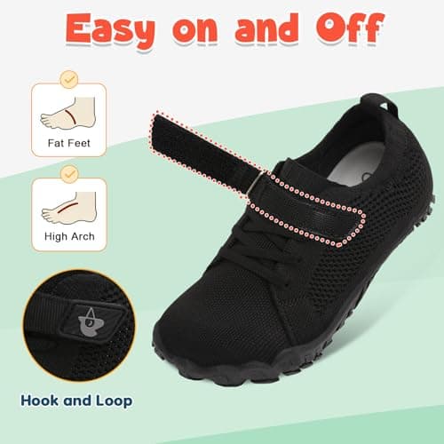 JOINFREE Kids Barefoot Shoes Boys Girls Wide Fit Trainers Lightweight Non Slip Zero Drop Sneakers for Toddler Little Big Kids Breathable Walking Shoes for School & Outdoor Black UK Child 8 — view 3
