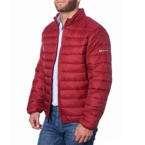 alpine swiss Niko Men’s Puffer Jacket | Warm Down Alternative Insulated Coat | Packable, Water-Resistant & Windproof Winter Outerwear with Zipper Pockets RED 2XL — view 6