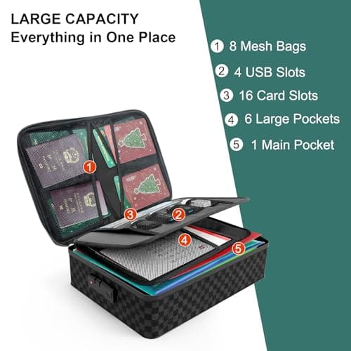 Delixike Document Organizer with Lock, Black — view 4