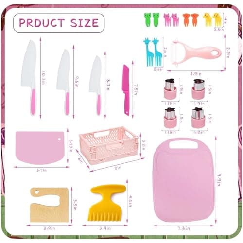 Kids kitchen knife Set for Chopping 24PCS Mini Chef Kids Cooking Knife Set with Toddler Knife,Foldable Storage Box,Crinkle Cutter,Cookie Cutters and more for 4 5 6 Years Boys Girls Birthday Gifts — view 2