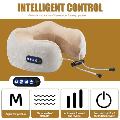 Neck Massager, Newly Upgraded Rechargeable U-Shaped Shoulder and Neck Relaxer with Drawstring Bag, 3D Deep Tissue Kneading, 3 Levels of Intensity and 3 Modes, Massage Cushion for Travel,Office,Drving — view 4
