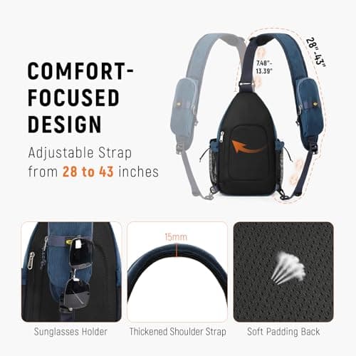SKYSPER Sling Bag Anti-Theft Crossbody Bag RFID Travel Cross Body Shoulder Sling Backpack(Darkblue) — view 5