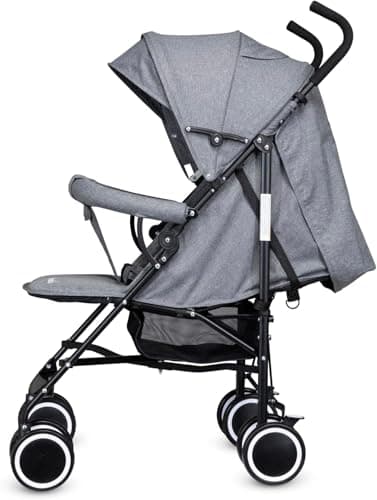 Lightweight Travel Strollers for Airplane, Compact Foldable Baby Stroller with Reclining Seat & 5 Point Harness, Portable Umbrella Stroller for Toddlers & Infants, Buggy (Grey) — view 3