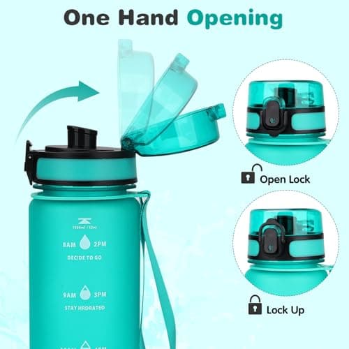 Gobravio Water Bottle 1l BPA Free Sports Bottle Leakproof Dishwasher Safe for Teenager, Adult, Sports, Hiking, Gym, Outdoor, School & Office — view 5