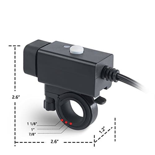 Waterproof Motorcycle USB Phone Charger Adapter with Power Switch 5V Dual Ports Smart Charging Power Socket for iPhone, Tablets, Samsung, Gopro — view 6