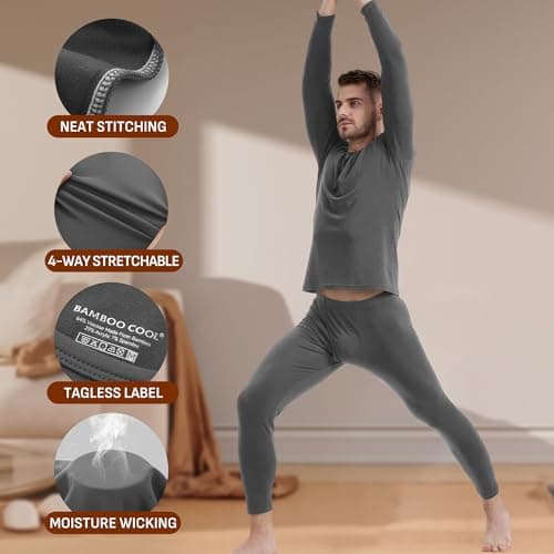 BAMBOO COOL Base Layer Men Mens Thermals Underwear Bamboo Baselayer Set — view 5