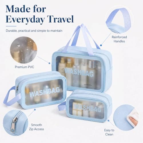 3-Piece Clear PVC Travel Toiletry Bag Set — view 3