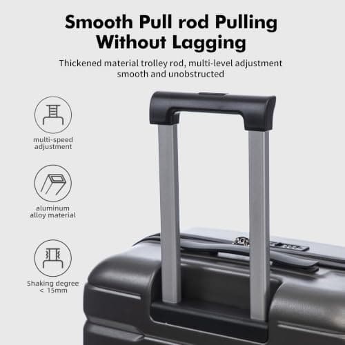 Rocklands London Suitcase Medium 25 Inch Hard Shell Lightweight Checked Luggage with 360° Rubber Spinner Wheels Durable Travel Case Telescopic Handle, TSA Lock (Grey) — view 6