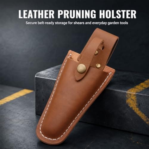 Leather Secateurs Holster, Pocket Pruning Shears Tool Belt Pouch with Snap Closure, Gardening Tool Sheath for Pliers, Scissors, Knife, DIY & Outdoor Work — view 3