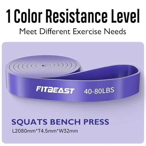 FitBeast Pull Up Band, 40-80 LBS Purple Resistance Band Pull Up for Calisthenics, Bodyweight Training, Powerlifting, Muscle Toning, Yoga, Stretch Mobility, Purple — view 2