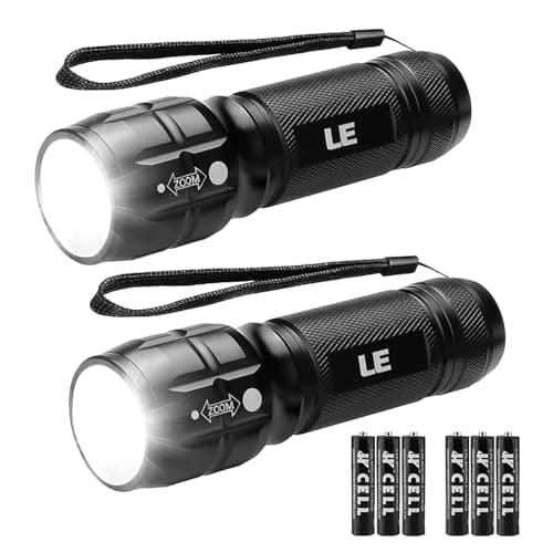 Lighting EVER LE LED Torch Battery Powered,Small Camping Flashlight,2 Packs
