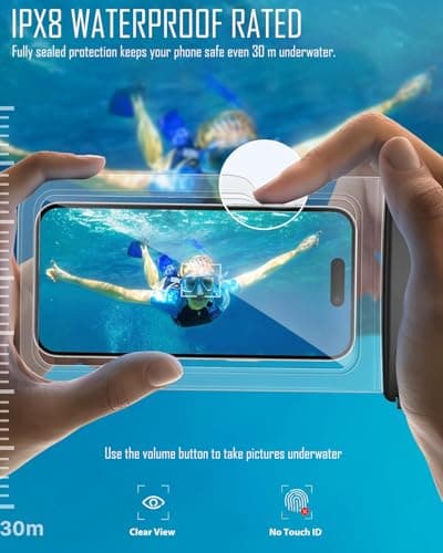 Waterproof Phone Pouch 2 Pack, 7 inch IPX8 Waterproof Phone Case for Swimming Travel Beach Trip Snorkelling Kayaking, Underwater Case for iPhone 17 Air 16 15 Pro Max Samsung S25 S24 S23 Ultra — view 2