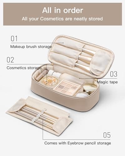 VLANDO Makeup Bag with Compartment,Cosmetic Bags for Women,Travel Essential — view 3